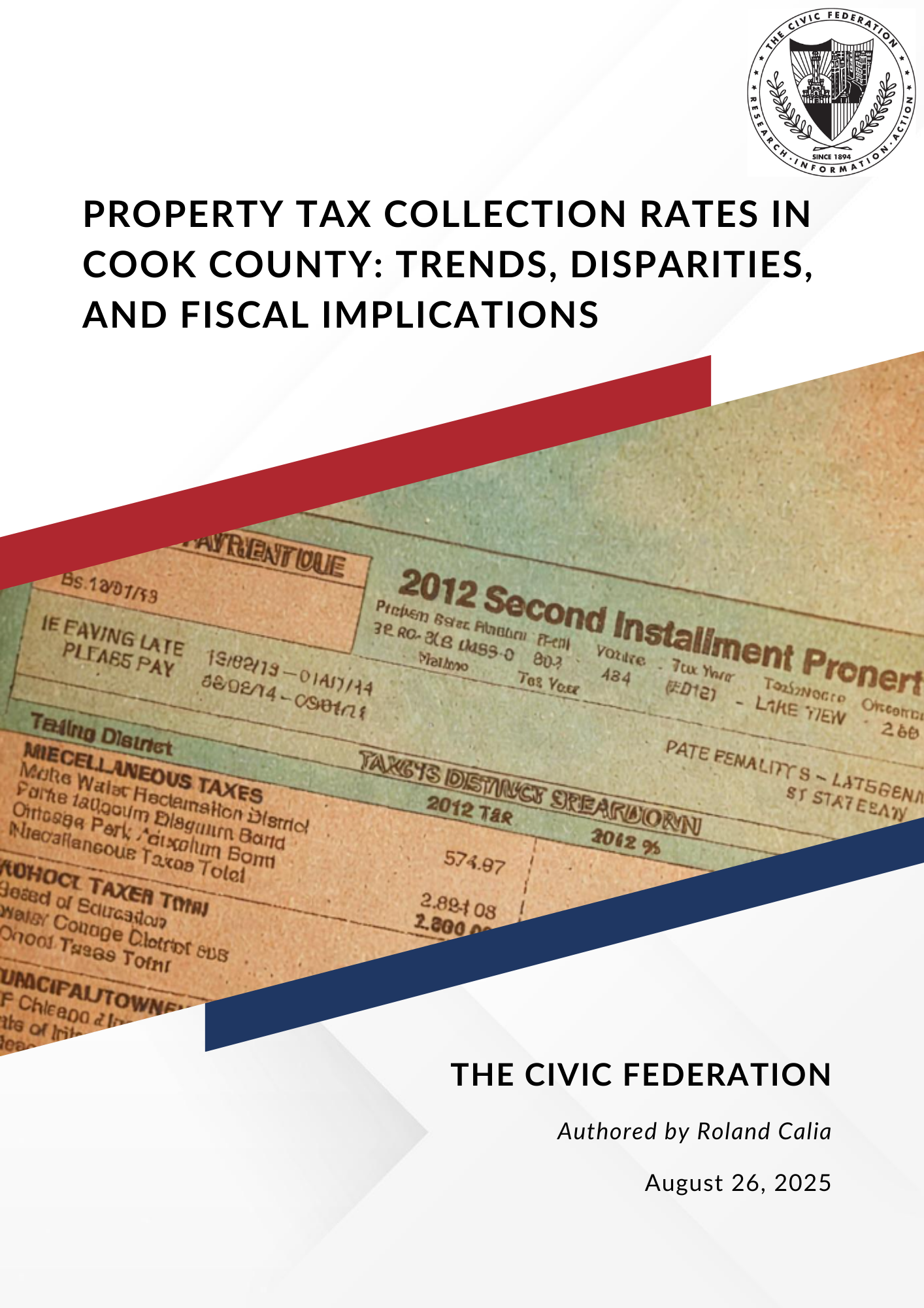 Cover of the Property Tax Collection Rates Report by Roland Calia